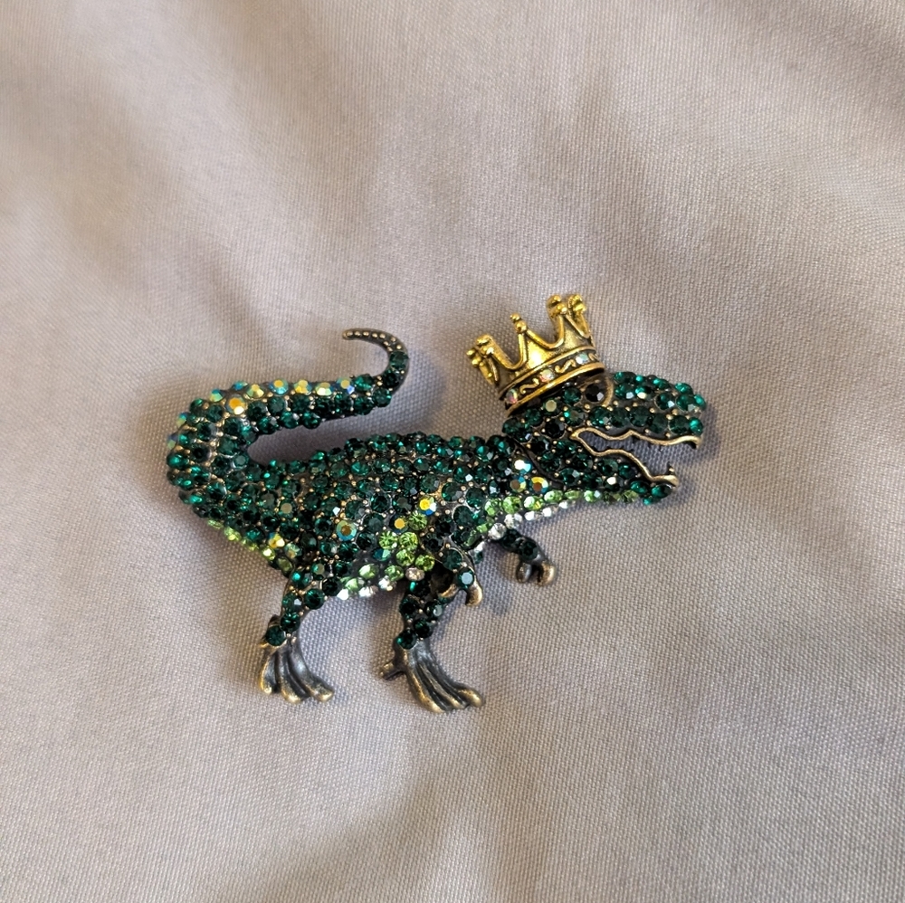 Dinosaur Rhinestone Brooch